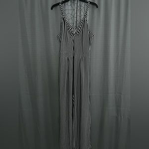 Black and White Striped Jumpsuit